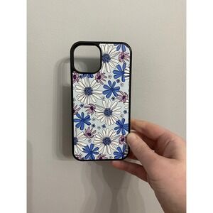iPhone 14 Case Unisex OS Blue Floral Daisy Print Protective Bumper Cover